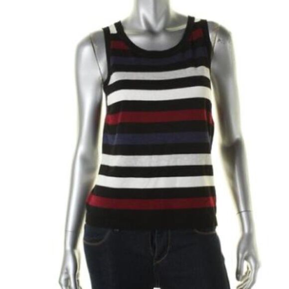 Kensie Striped Sleeveless Tank Top Sweater - Picture 1 of 6